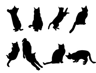 
set of cats silhouettes, Cat silhouette vector, black cat silhouette, cats, black silhouette, black cats, set of cat, black cats