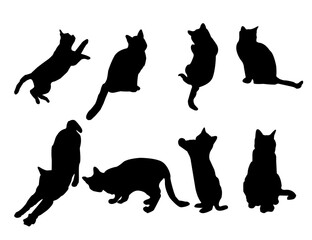 
set of cats silhouettes, Cat silhouette vector, black cat silhouette, cats, black silhouette, black cats, set of cat, black cats