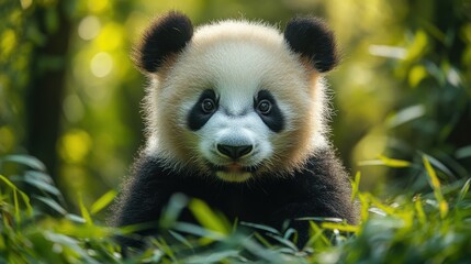 Fototapeta premium a panda in the grass