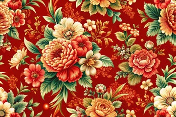 Red Vintage Floral Seamless Pattern: Abstract Textile Design for Home Decor & Apparel