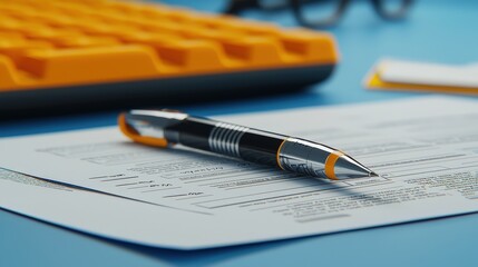 Fototapeta premium Illustration of a digital signature being applied to a tax form