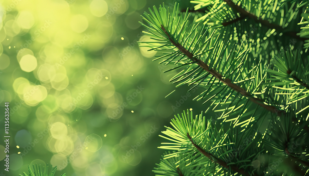 Poster Pine Tree Branches and Bokeh Background