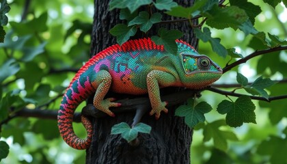 Obraz premium chameleon on a branch look to you