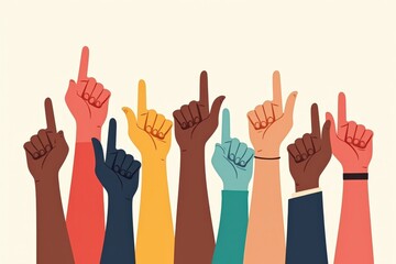 Celebrate Diversity and Unity with Raised Hands in Vibrant Colors - Perfect for Social Causes, Team Building, and Inclusive Designs