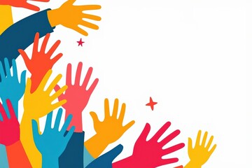 Vibrant Hands Reaching Together: Perfect for Teamwork, Unity, and Diversity Concepts in Marketing and Social Media