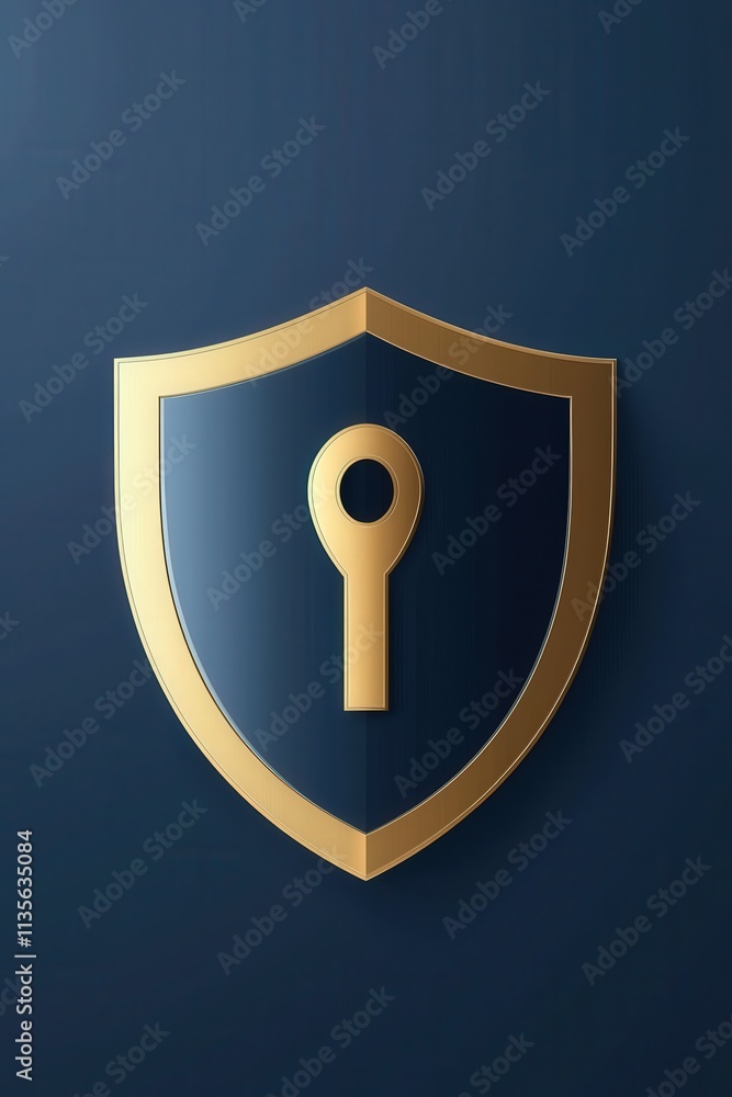 Poster illustration of secure password input with shield background