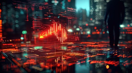 Fototapeta premium Visionary Corporate Leader: Success Metrics and Holographic Growth Graph