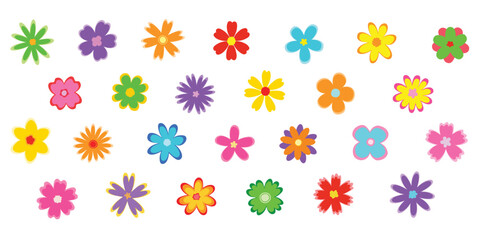 set of colorful flowers. Vector 