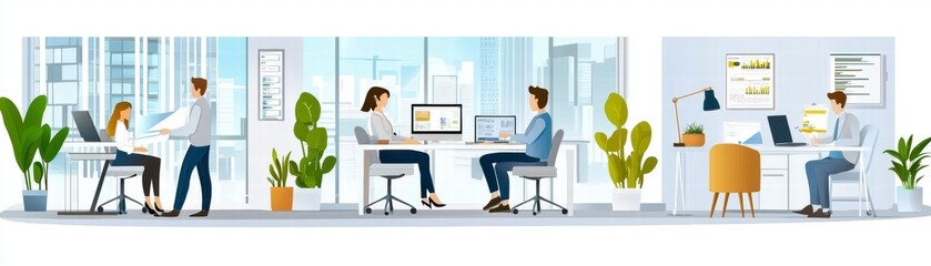 Modern Office Teamwork Collaboration.