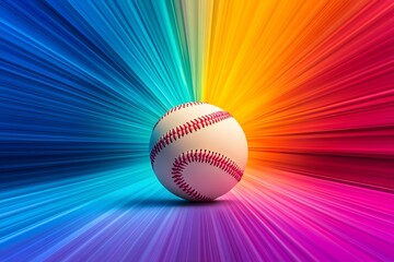 Magical Baseball with Vibrant Rainbow Effect.