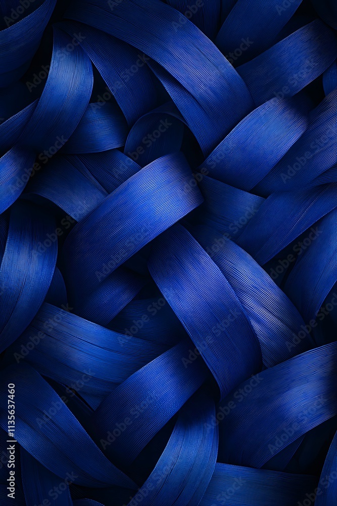 Aufkleber a close-up of intertwined blue ribbons creating a textured, abstract pattern.
