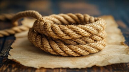 Fototapeta premium a roll of rope on a piece of paper