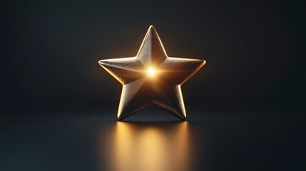 A golden star sculpture emits a warm glow against a dark background.