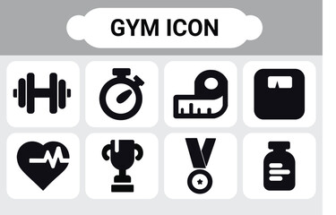 
Gym and fitness icon set.Containing healthy lifestyle, weight training, body care, and workout or exercise equipment icons.Editable stroke. Vector illustration.