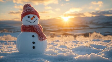 Obraz premium a snowman in a snowy landscape