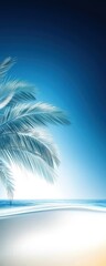 Obraz premium Relaxing beach sunset tropical paradise digital art serene environment wide angle tranquility and escape