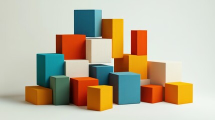 Obraz premium Abstract Colorful Block Composition: A Modern Minimalist Still Life