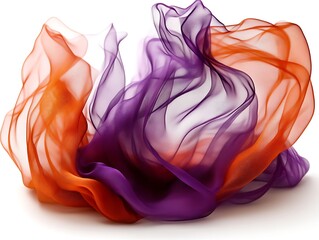 Fototapeta premium Swirling Purple and Orange Fabric Draped Softly