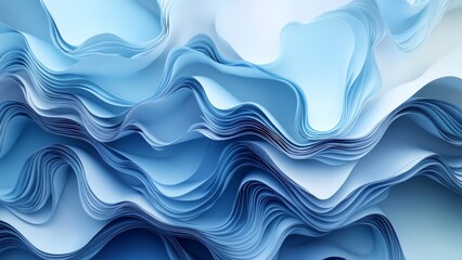 Layers of soft blue paper create an abstract texture in design