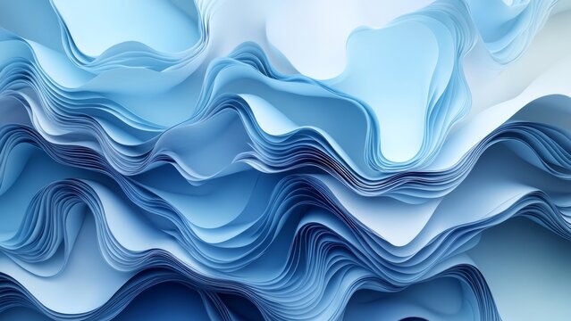 Layers of soft blue paper create an abstract texture in design