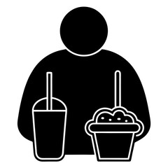 A cheapjack with food,junk food silhouette,line art vector icon illustration on white background.