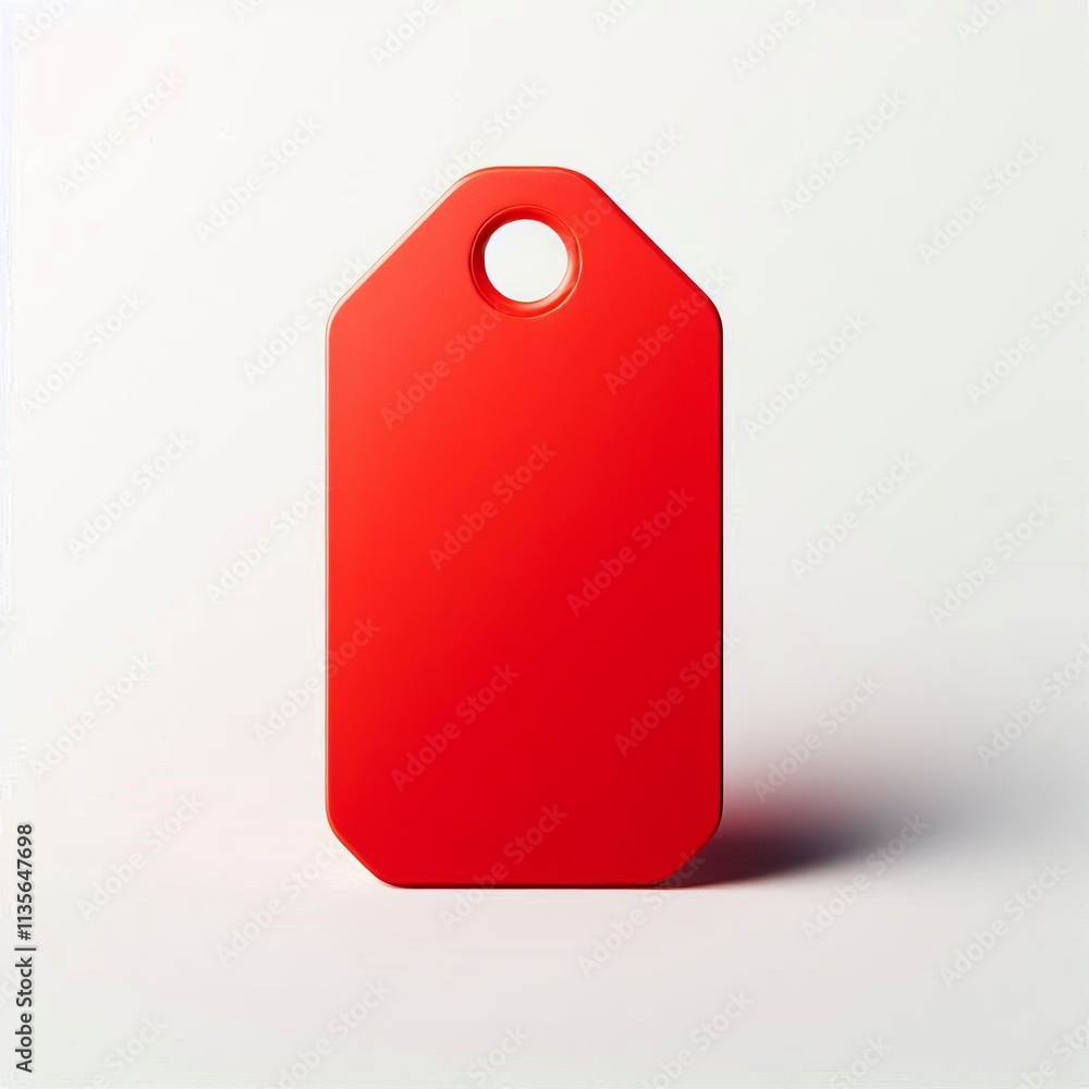 Poster blank red price tag with no string on white background
