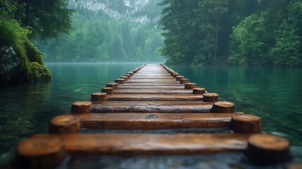 Obraz premium a wooden bridge over water