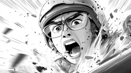 Obraz premium Screaming Pilot in a Crash.