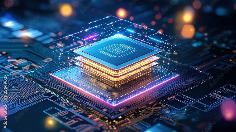 Aufkleber abstract circuit board glowing with cybersecurity layers