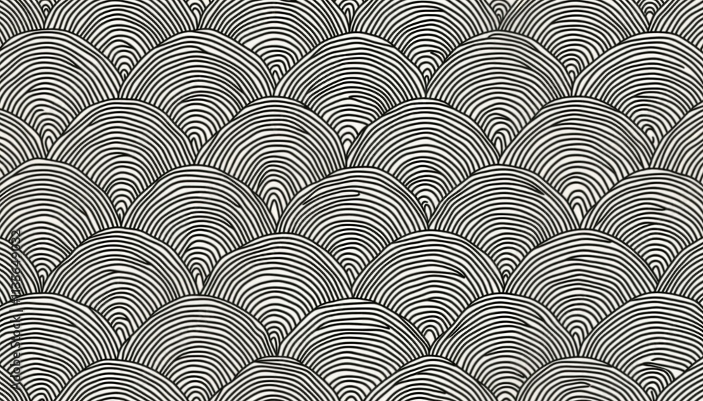 Poster abstract black, white pattern. repeating concentric circles create flowing wave effect. modern, eleg
