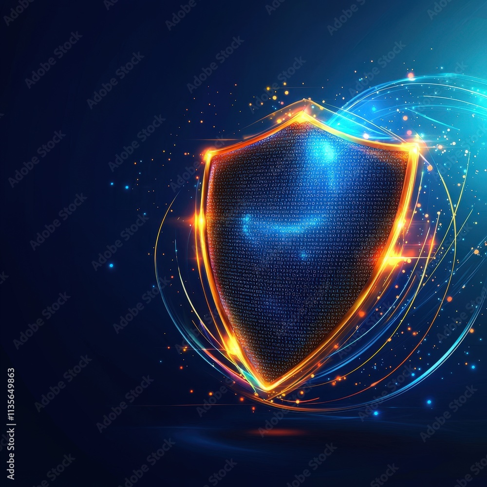 Aufkleber abstract glowing shield protecting sensitive data layers