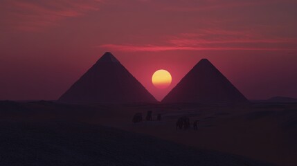 Giza Pyramids Sunset: A Majestic Silhouette