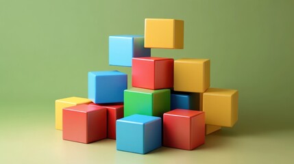 Obraz premium Colorful Blocks Stacked in a Creative Composition