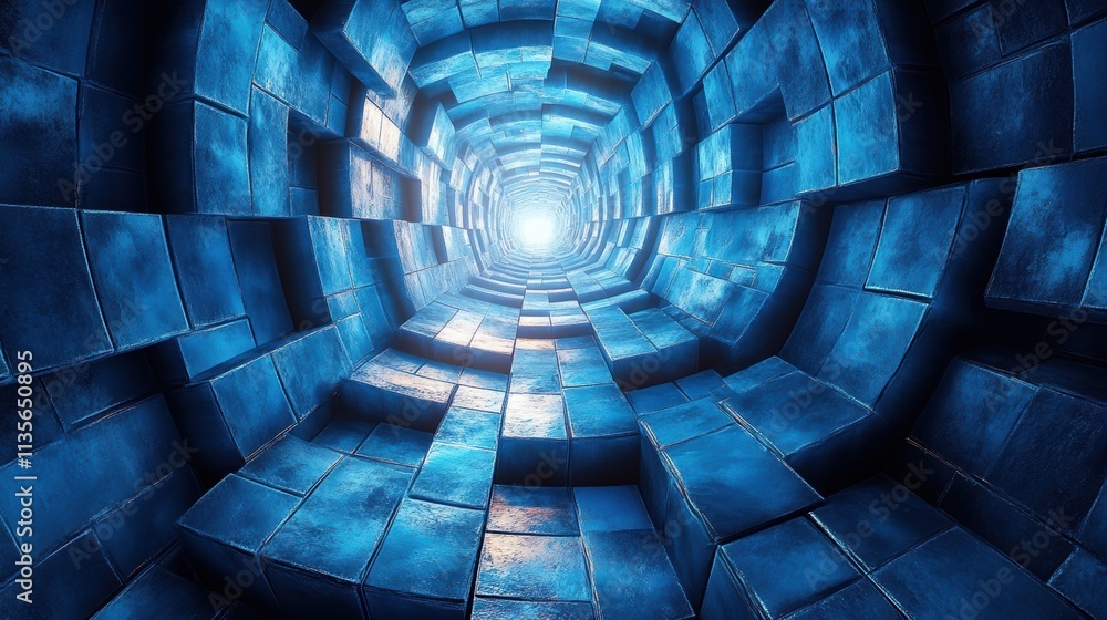 Poster abstract 3d animation blue rotating cube seamless looped vide
