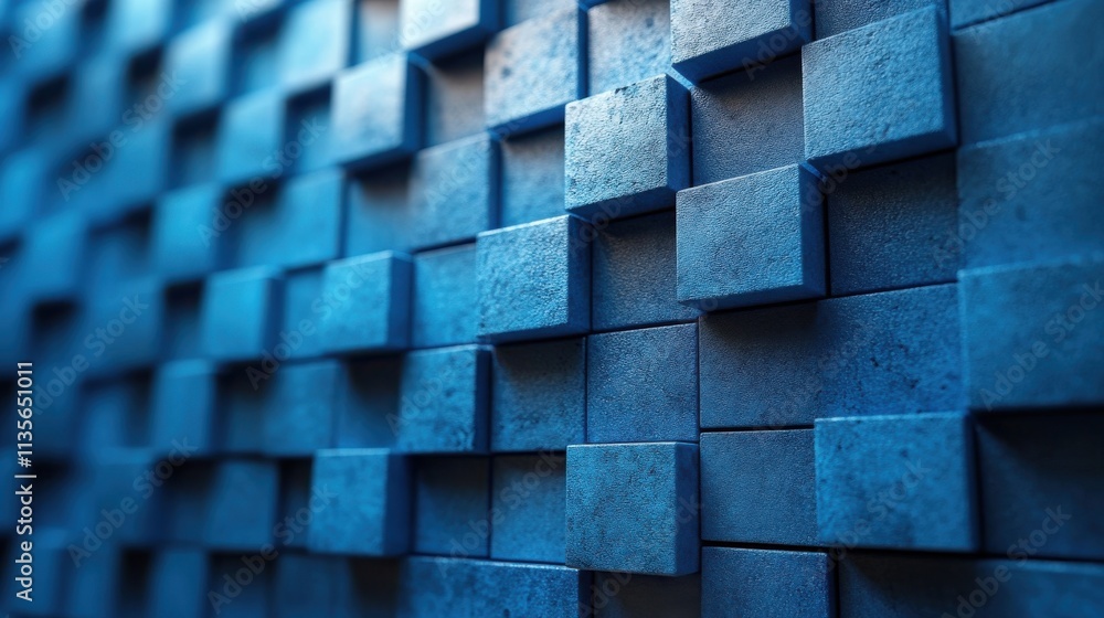 Poster abstract 3d animation blue rotating cube vide