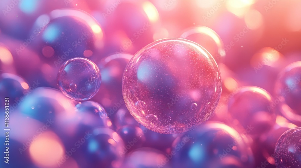 Poster abstract 3d animation colored bubble motion design seamless looped vide