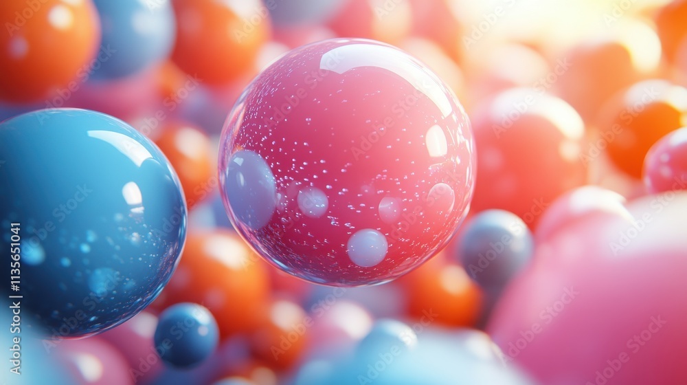 Poster abstract 3d animation colored bubble motion design seamless looped vide