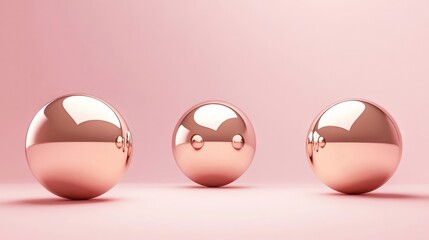 Rose Gold Spheres on Pink Background: Minimalist Elegance