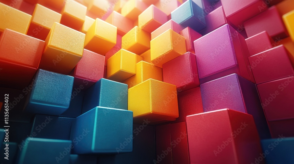 Poster abstract 3d animation colorful rotating cube seamless looped vide