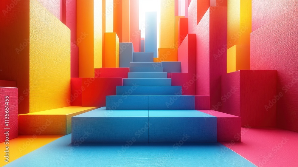 Poster abstract 3d animation composition with geometric shapes modern background motion design seamless loo