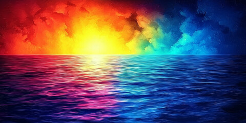 Obraz premium Vibrant Sunset Over Ocean Waves