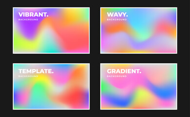 Colorful fluid and blurred gradient mesh background set. Abstract color gradation backdrop bundle. Vibrant wavy graphic element collection. For presentation or advertisement.