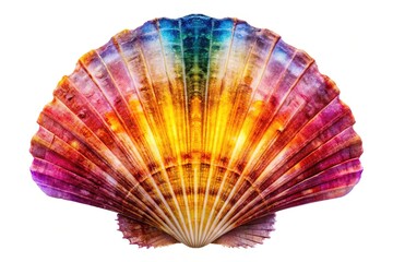 Double Exposure Scallop Shell, Abstract Art, White Background