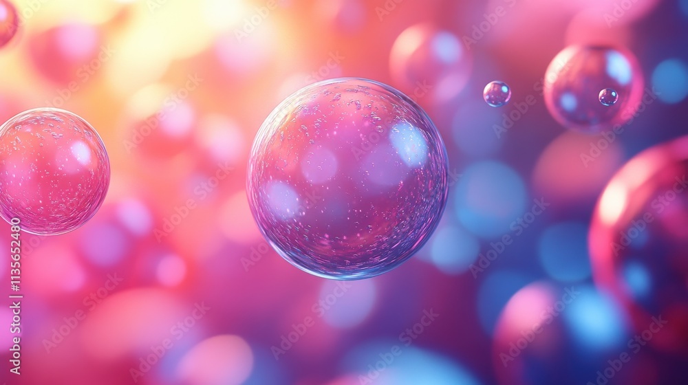 Poster abstract 3d animation of a colorful bubble video loo