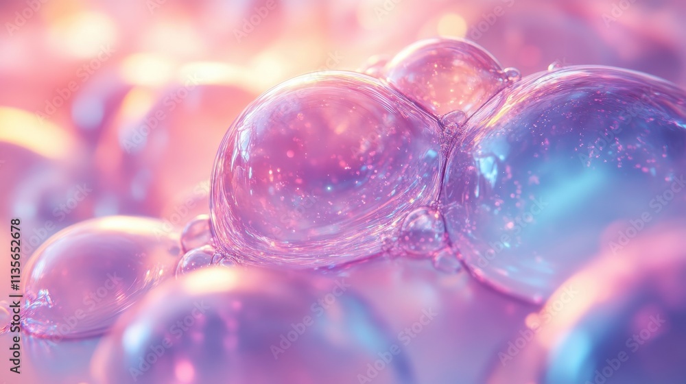 Poster abstract 3d animation of an iridescent bubble video loo