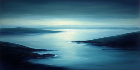 Fototapeta premium Calm Blue Seascape at Dusk