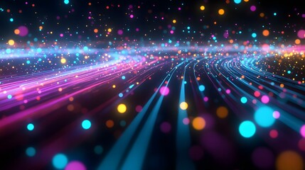 Obraz premium Abstract Colorful Light Trails and Glowing Particles