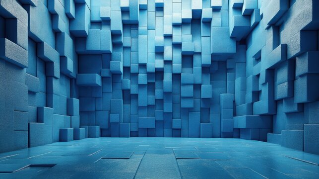 abstract 3d animation rotating blue cubic structure seamless looped vide