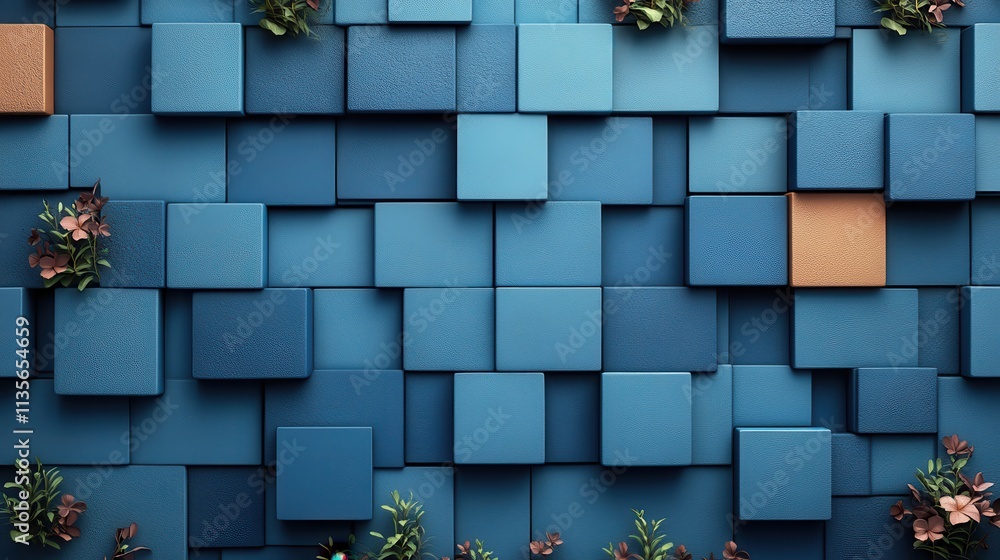 Aufkleber abstract 3d render background design with blue square