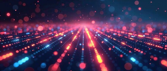 Fototapeta premium Futuristic Glowing Grid Abstract Art, Cyber Technology, Moving Lines, Color Combinations, 3D Visualization